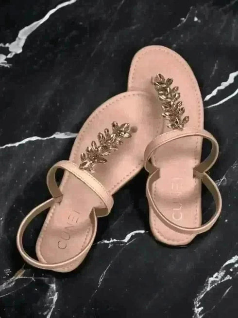 Rare Sparkle Pastel Pink T - strap Flats - cunei